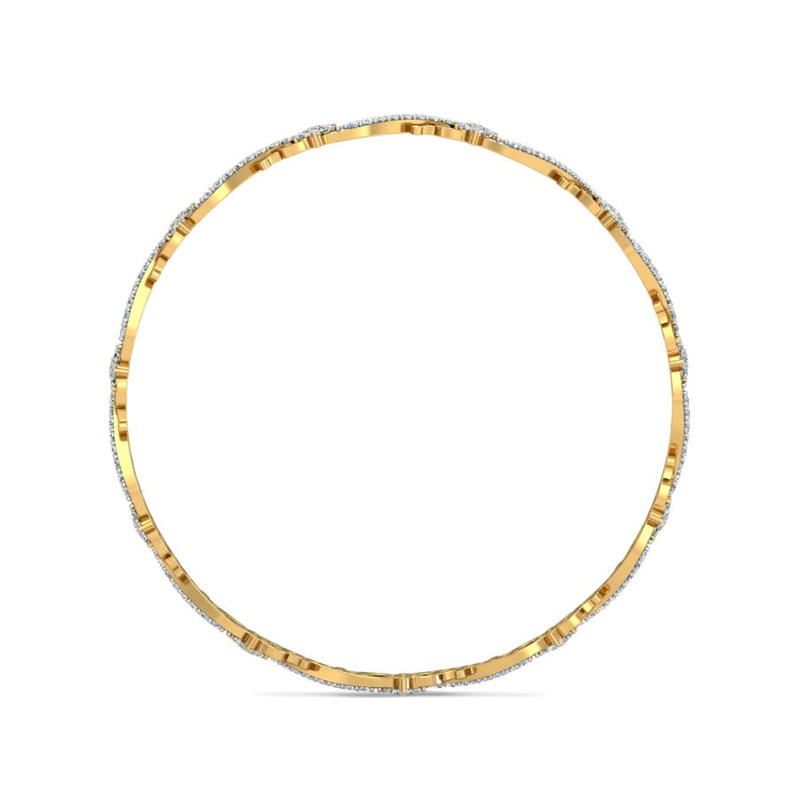 1.56 Carat Natural Diamond Bangle in Yellow Gold - HI Color, VS-SI Clarity.